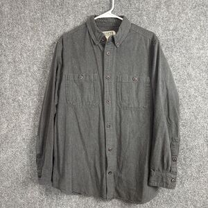 Duluth Button Up Shirt Mens Size L Slim Gray Flannel Work Wear Casual Outdoors
